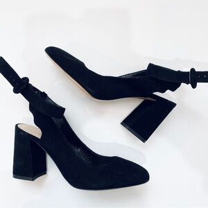 NEW Club Monaco suede Mary Jane heels with strap